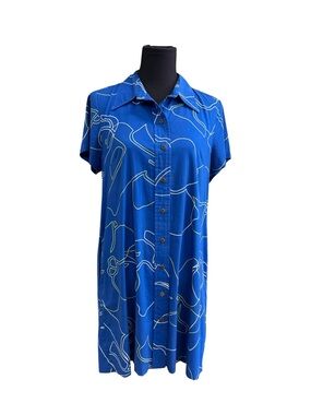 Sig Zane Midi Dress – Size Medium – Blue Abstract Print